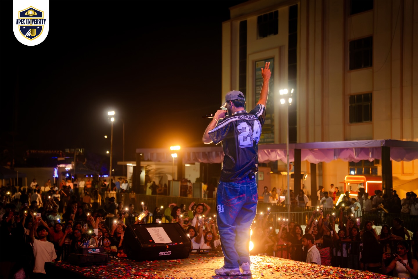 live performance by renowned Indian rapper Karma at Apex University Jaipur